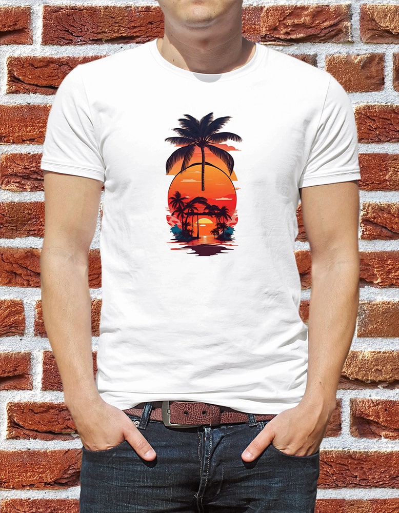 Футболка «Закат на пляже» (белая)